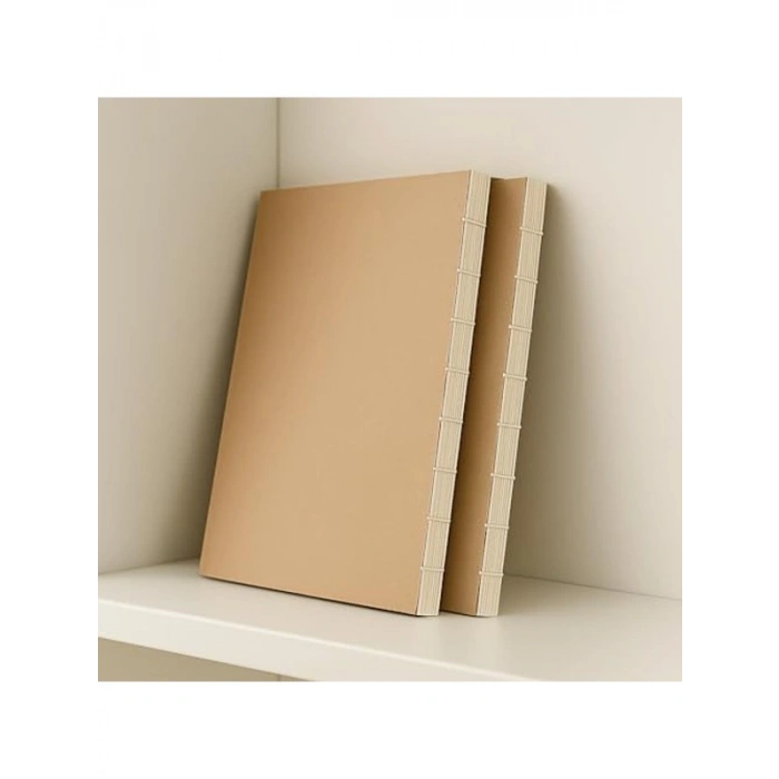 A4 Boyutunda %100 El İşçiliği Kraft Kapaklı Defter, 180 Derece Açılabilir