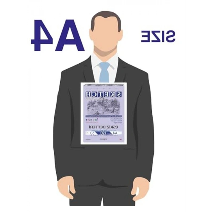 A4 Boyutunda 50 Yapraklı Spiralli Eskiz Defteri, 120 gr Çizim