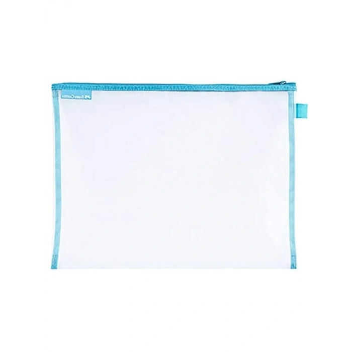 A4 Boyutunda Çift Cep Mesh Dosya - Mavi Renk