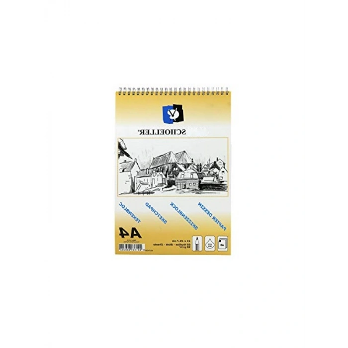 A4 Boyutunda Spiralli Eskiz Blok - 90 gr, 60 Yaprak