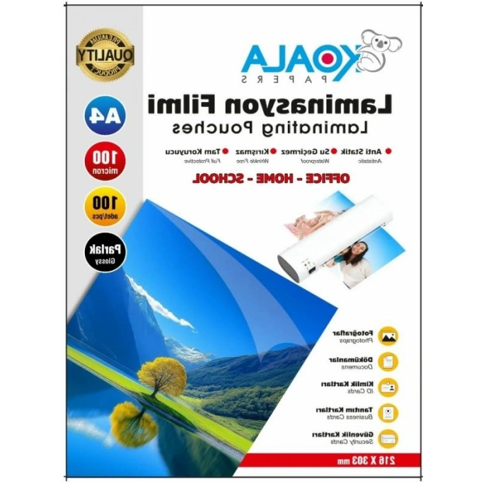 A4 Parlak Laminasyon Filmi, 100 Mikron, 100 Lü Paket