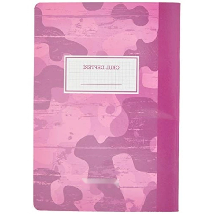 A4 Pembe Kamuflaj Kareli Okul Defteri