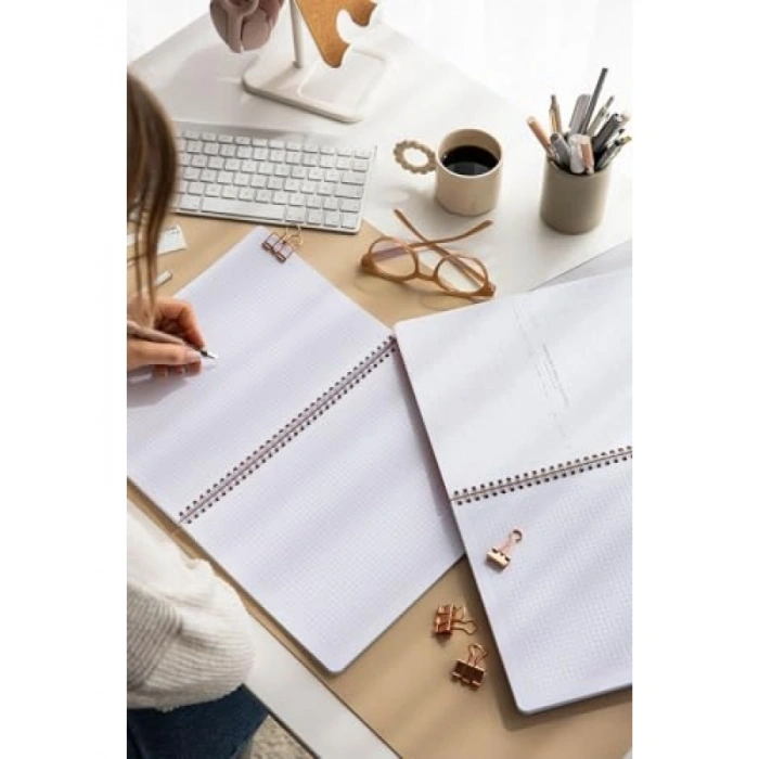 A4 Spiralli Karton Kapak Kareli Defter Seti - 2’li