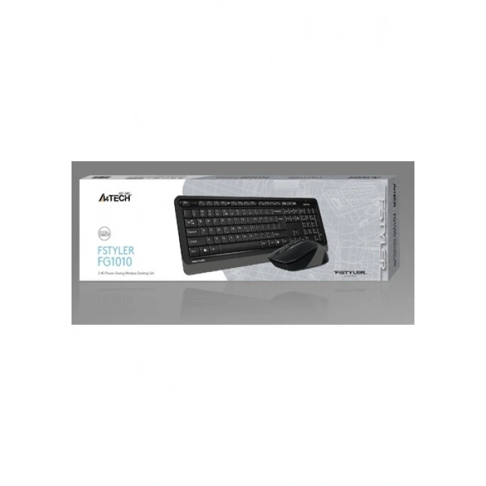 A4Tech FG1010 Kablosuz Q Trk Optic Mouse Siyah/Gri Multimedya Klavye - Mouse Set