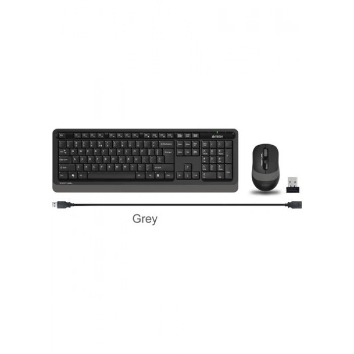 A4Tech FG1010 Kablosuz Q Trk Optic Mouse Siyah/Gri Multimedya Klavye - Mouse Set