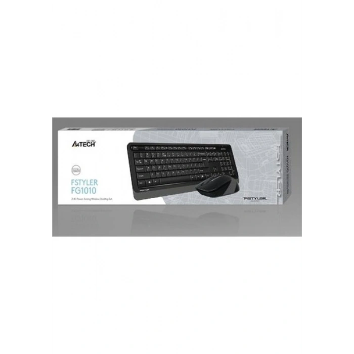 A4Tech FG1010 Kablosuz Q Trk Optic Mouse Siyah/Gri Multimedya Klavye - Mouse Set