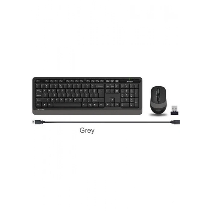 A4Tech FG1010 Kablosuz Q Trk Optic Mouse Siyah/Gri Multimedya Klavye - Mouse Set