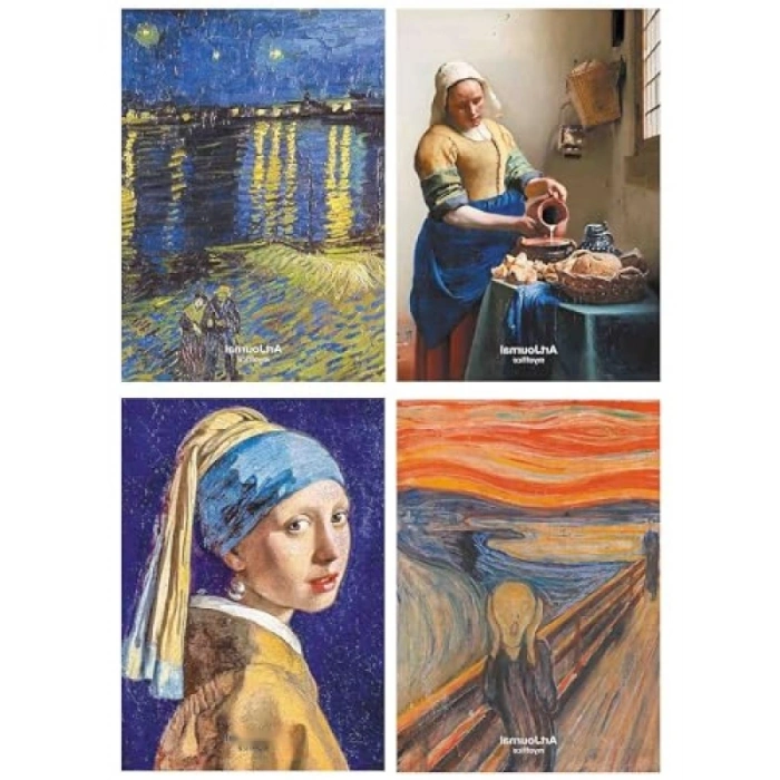 A5 4’lü Kareli Defter Seti - Renkli Karton Kapak