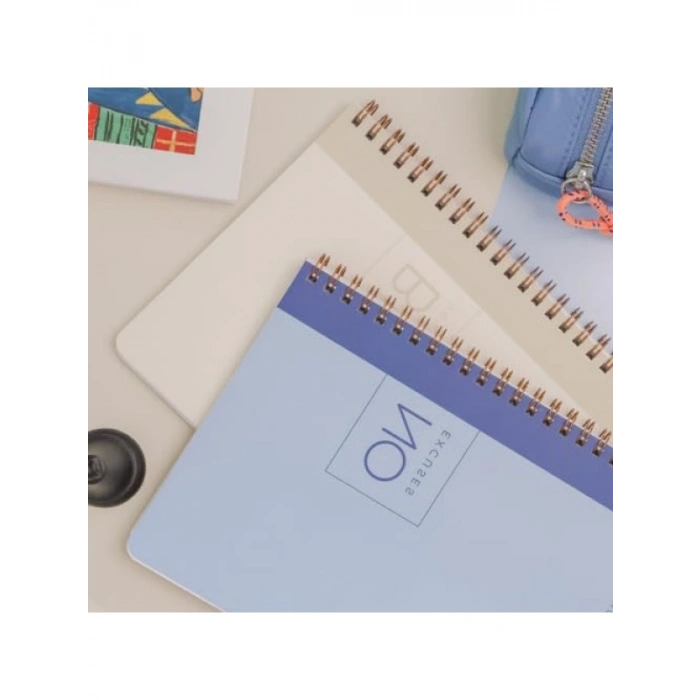 A5 Boyut Spiralli Karton Kapaklı Kareli Okul Defteri - 2li Set