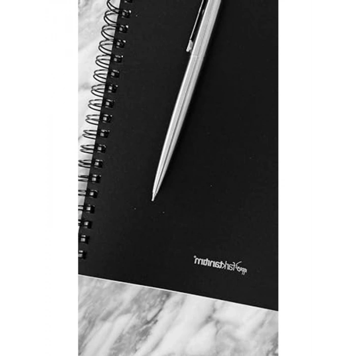 A5 Boyutunda, 100 Yapraklı Spiralli Defter, Siyah Kapak