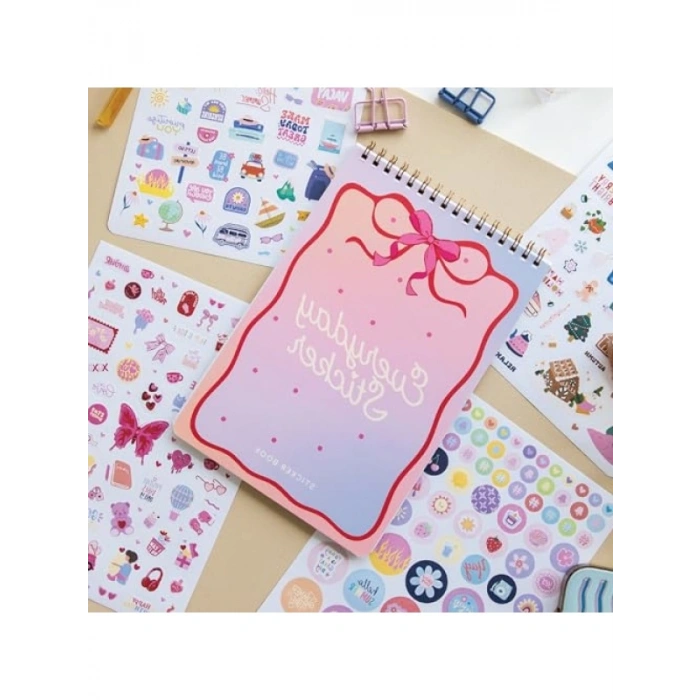 A5 Boyutunda 18 Yaprak Renkli Sticker Defteri - 1183 Adet