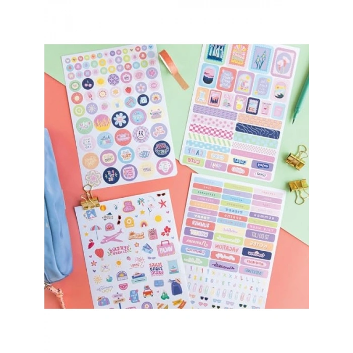 A5 Boyutunda 18 Yaprak Renkli Sticker Defteri - 1183 Adet