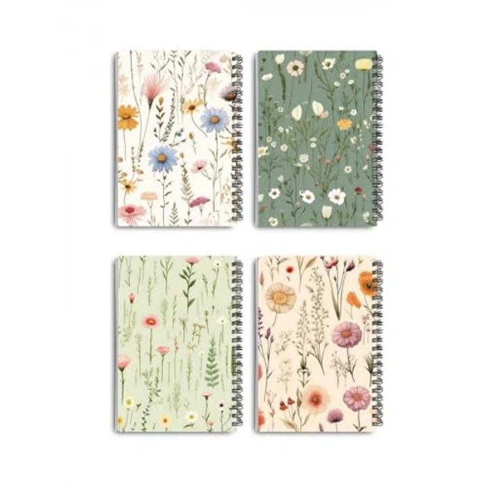 A5 Boyutunda 4lü İnce Kapak Hatıra Defter Seti, Spiral