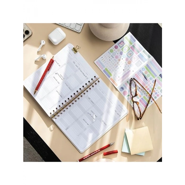 A5 Boyutunda Haftalık Spiralli Ajanda, Kahverengi