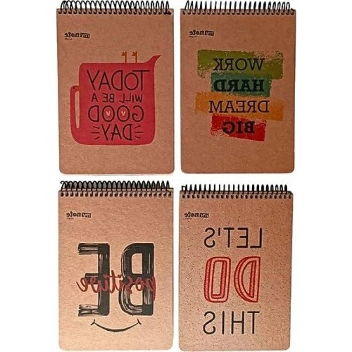 A5 Boyutunda Kareli 100 Yapraklı Kraft Bloknot