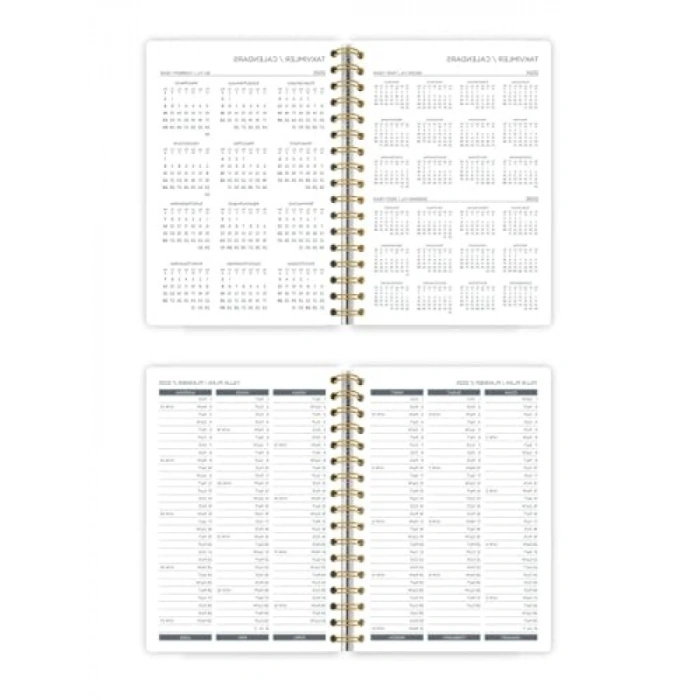 A5 Boyutunda Spiralli Sert Kapak Günlük Ajanda, 2025