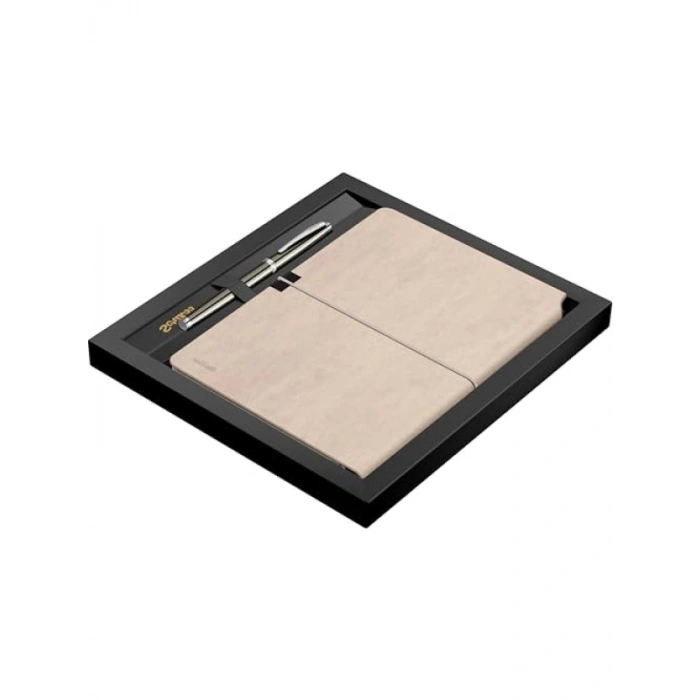 A5 Defter & Titanyum Krom Set, Bej