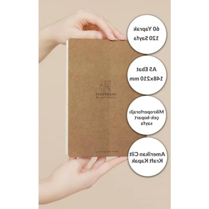 A5 Ebat Kraft Kapaklı 6lı Defter Seti, 120 Sayfa