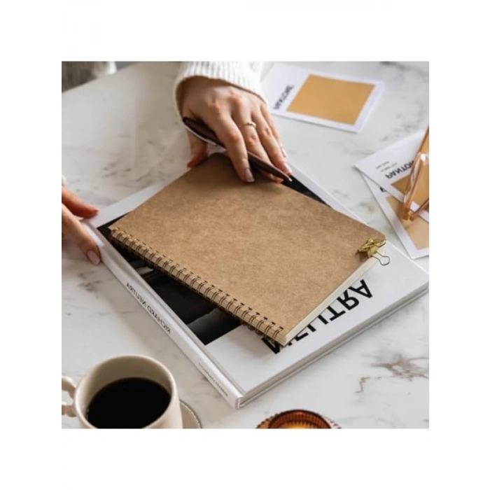 A5 Kraft Karton Kapaklı 70 Yaprak Kareli Not Defteri
