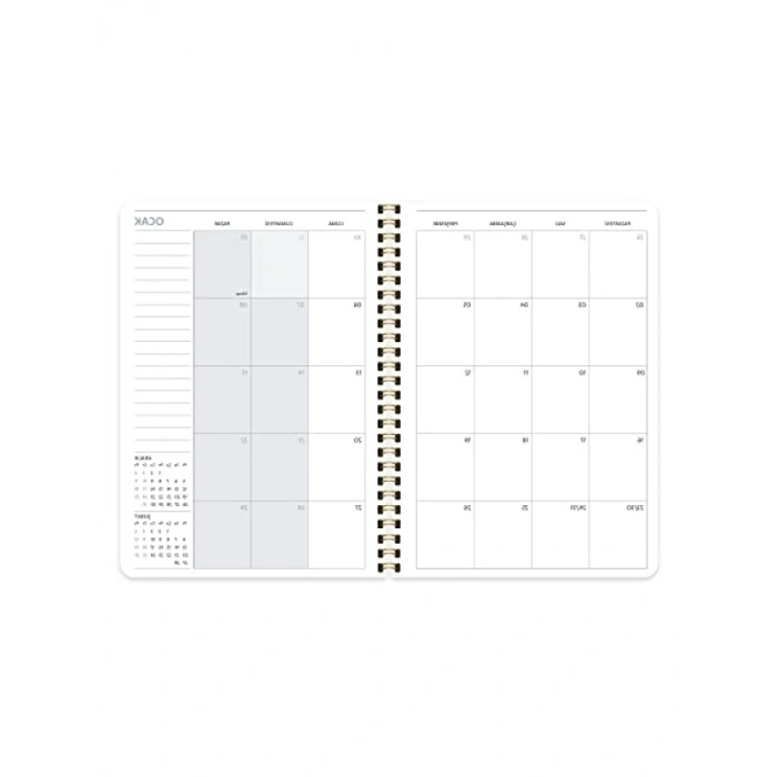 A5 Sert Kapak Haftalık Ajanda - Varak Yaldızlı Tasarım