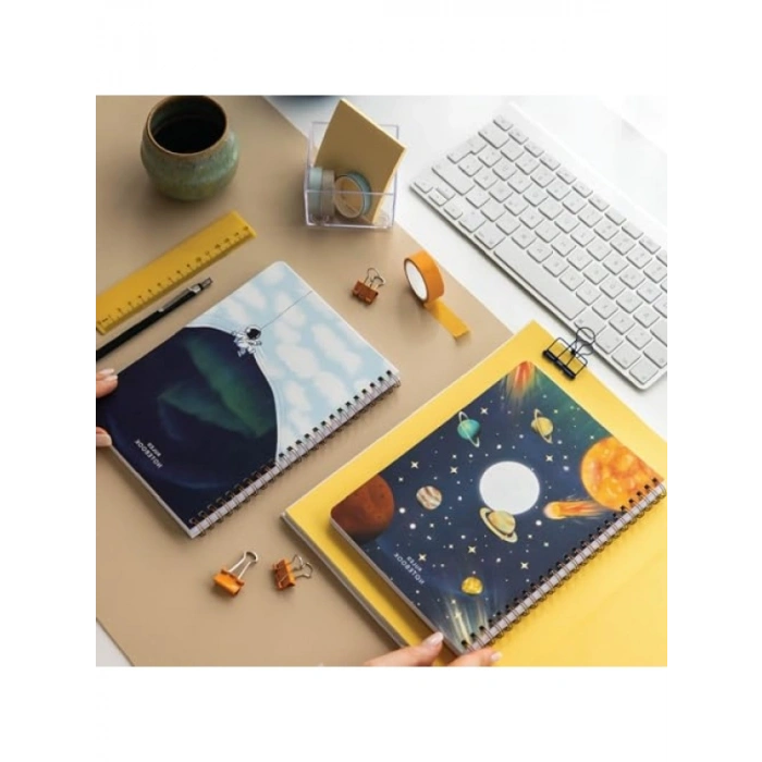 A5 Spiralli Çizgili Okul Defteri Seti, 2li, 80 Yaprak, Ders Programlı