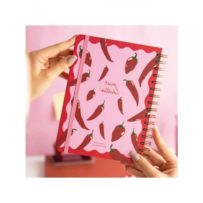 A5 Spiralli Çizgisiz Not Defteri, Sert Kapak, Lastikli