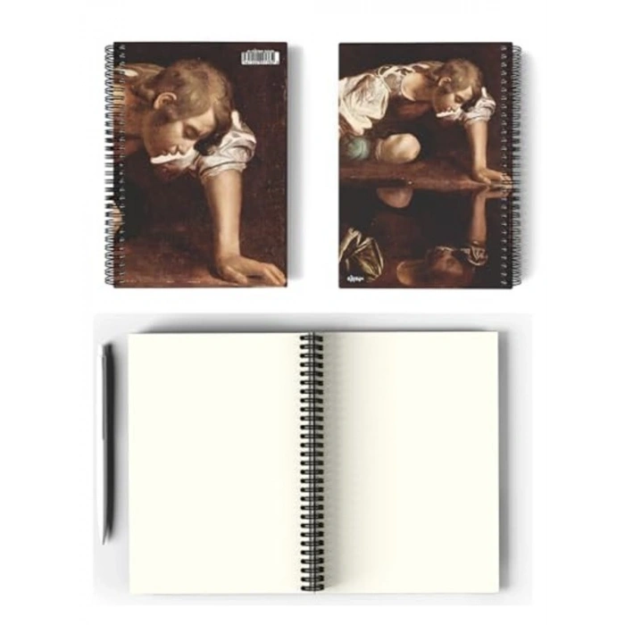 A5 Spiralli Defter, 100 Sayfa Çizgisiz Tasarım, Caravaggio Temalı