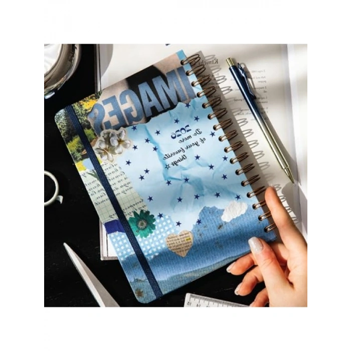 A5 Spiralli Haftalık Ajanda - 12 Aylık Kolaj Tasarımı