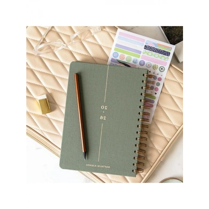 A5 Spiralli Haftalık Ajanda, 2026 Model - Yeşil