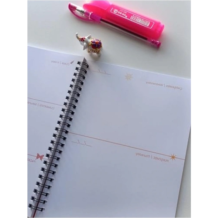 A5 Spiralli Haftalık Planlayıcı, Süresiz Dream Ajanda Seti (Kırmızı)