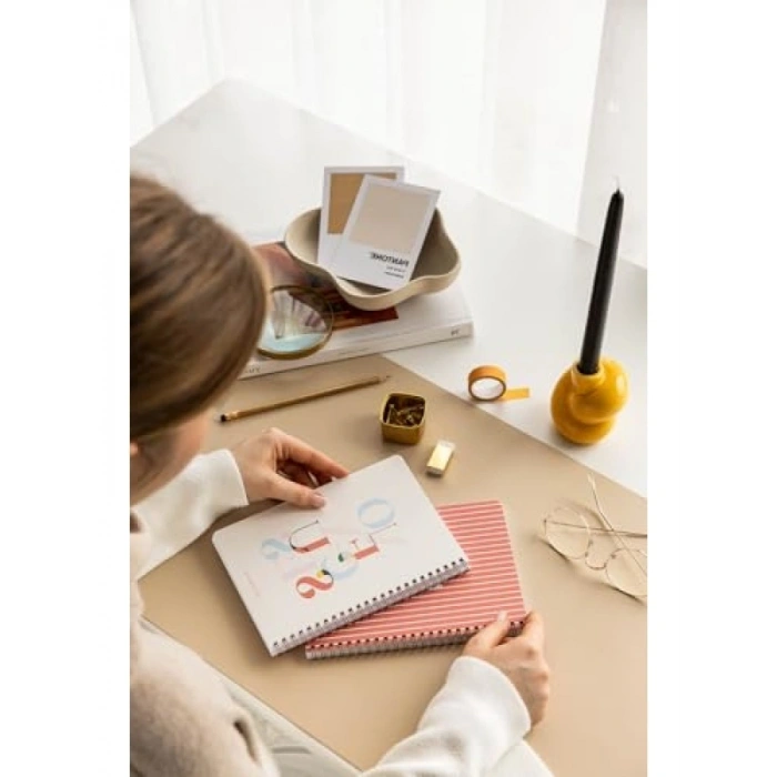 A5 Spiralli Kareli Okul Defteri, 80 Yaprak, 2li Set, Kırmızı