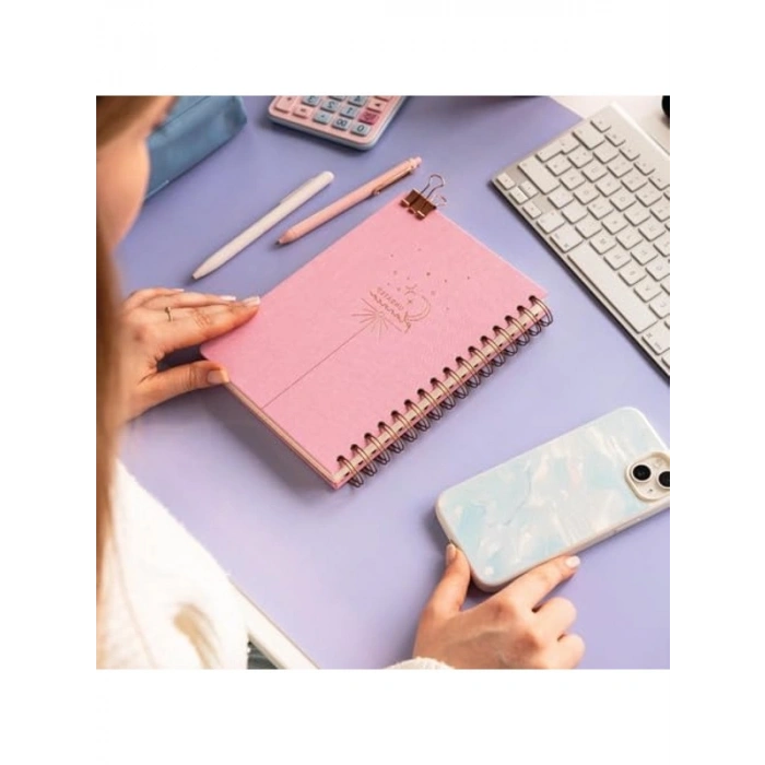 A5 Spiralli Keten Süresiz Planlayıcı Ajanda, Şeker Pembe