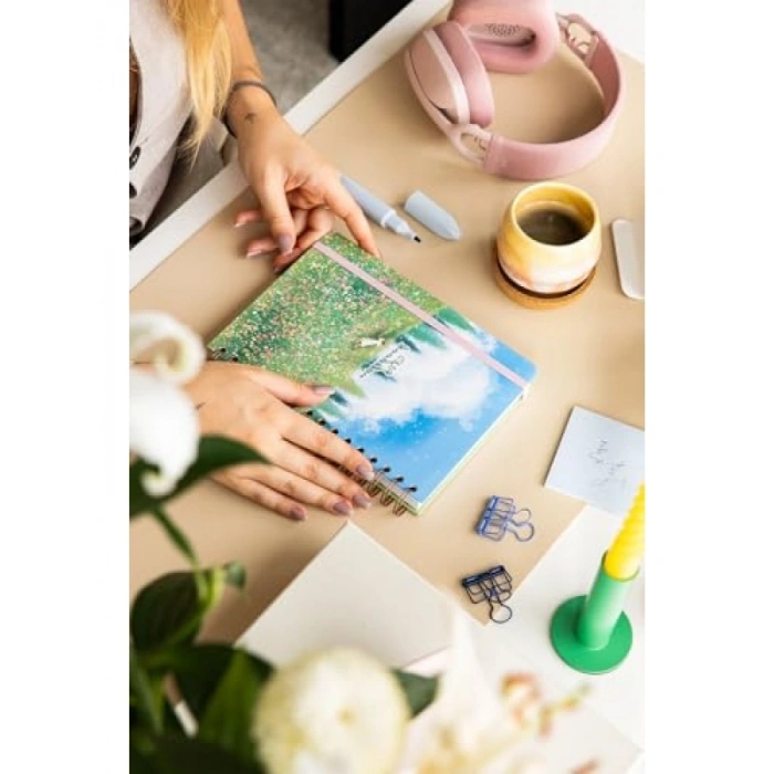 A5 Spiralli Sert Kapak Çizgili Not Defteri - Manzara Temalı