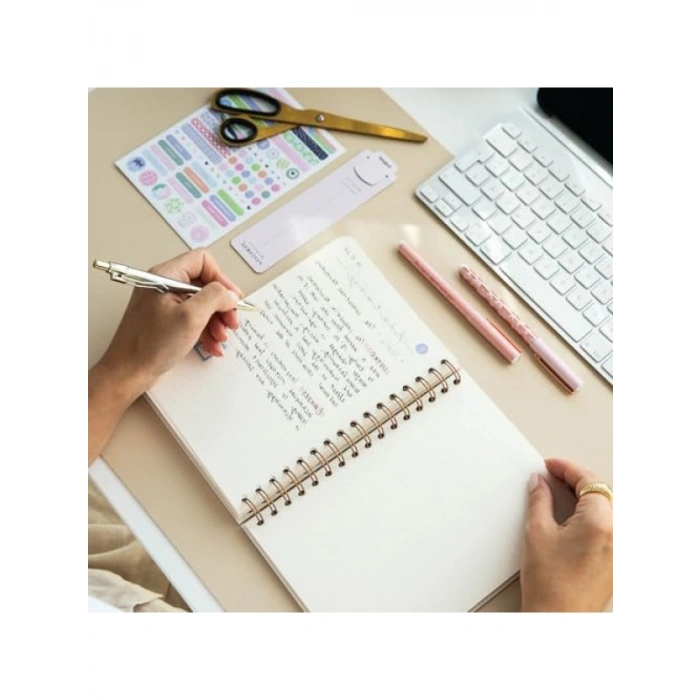 A5 Spiralli Sert Kapak Çizgili Not Defteri - Pembe