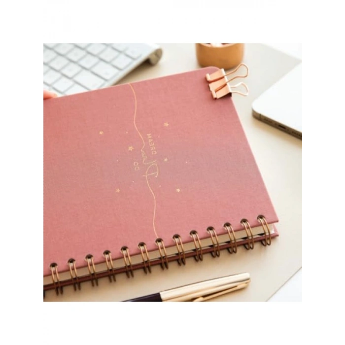 A5 Spiralli Sert Kapak Çizgili Not Defteri - Pembe