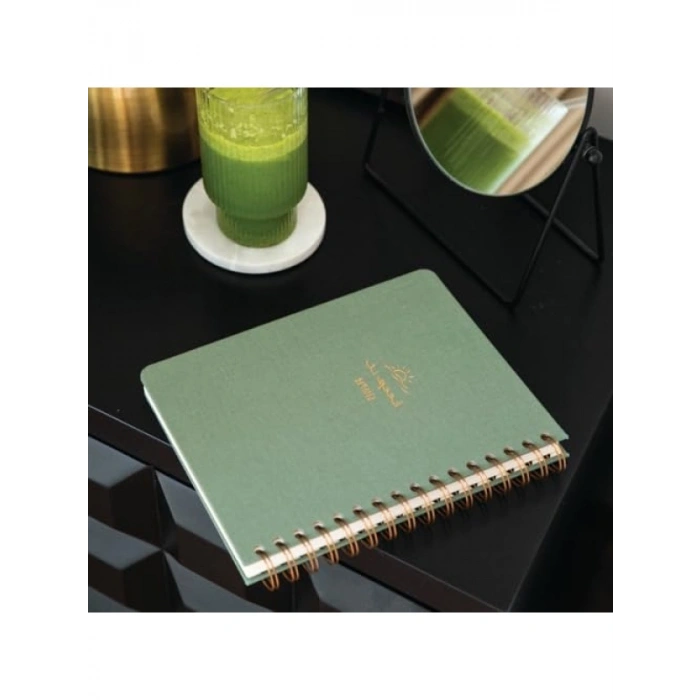 A5 Spiralli Sert Kapak Düz Çizgisiz Not Defteri, Yeşil