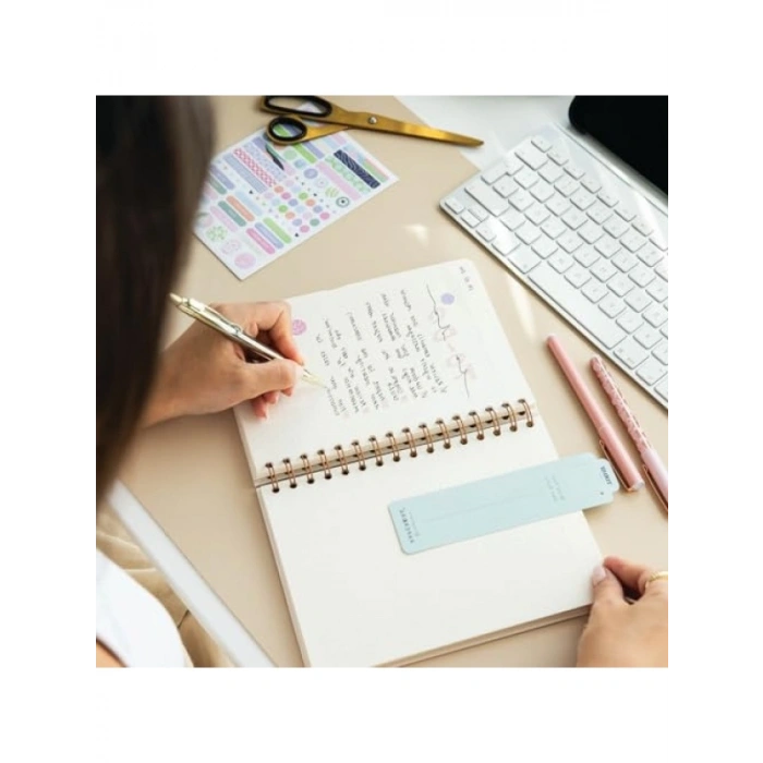 A5 Spiralli Sert Kapak Keten Kareli Not Defteri - Mercan Renk