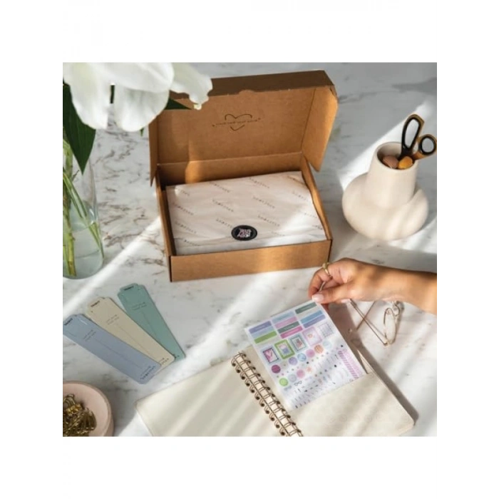 A5 Spiralli Sert Kapaklı Keten Not Defteri, Kareli