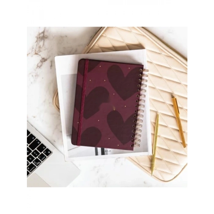 A5 Spiralli Süresiz Planlayıcı Ajanda - Kalp Temalı (15x21 cm)