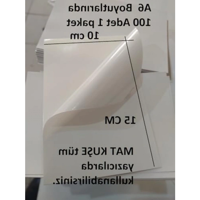 A6 Boyutunda 100 Adet Mat Kuşe Yapışkanlı Etiket - 10x15 cm