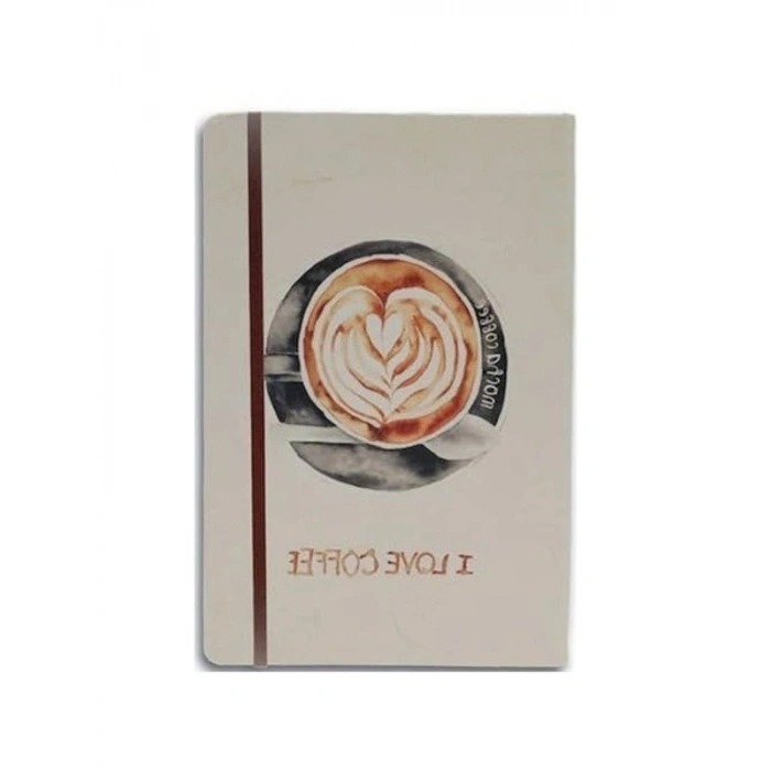 A6 Boyutunda Çizgili Notelook Defter, I Love Coffee Temalı