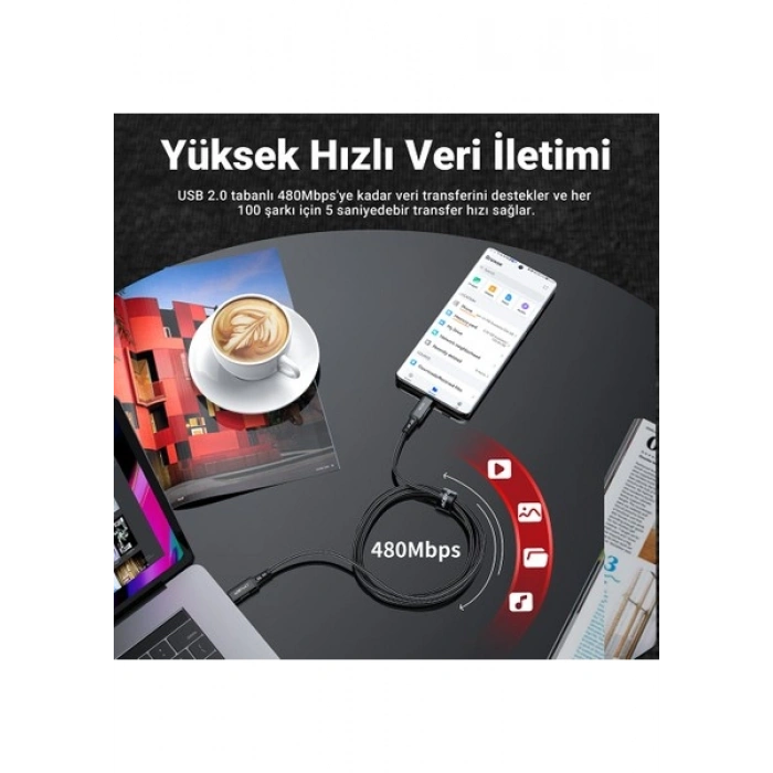 Acefast USB-C to USB-C 2 Metre Kablo 5A -100W Güç PPS 2.0 - Super Hızlı Şarj - Apple Uyumlu Type-C Şarj Data Kablosu - C4-03 (Acefast Türkiye Garantili)