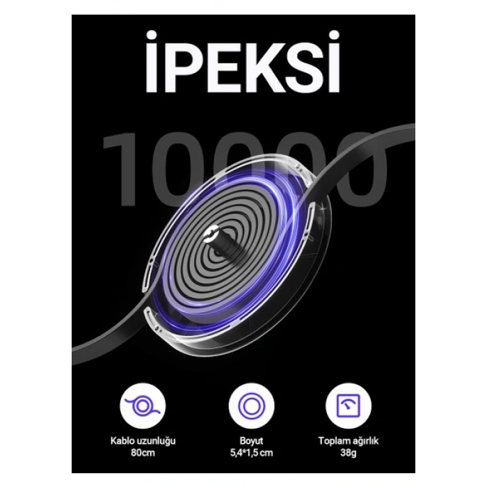 Acefast USB-C to USB-C Makaralı Kablo 60W Güç 0.8 Metre PPS 2.0 - Super Hızlı Şarj - Apple Uyumlu Type-C Şarj Data Kablosu - C13-03 (Acefast Türkiye Garantili)