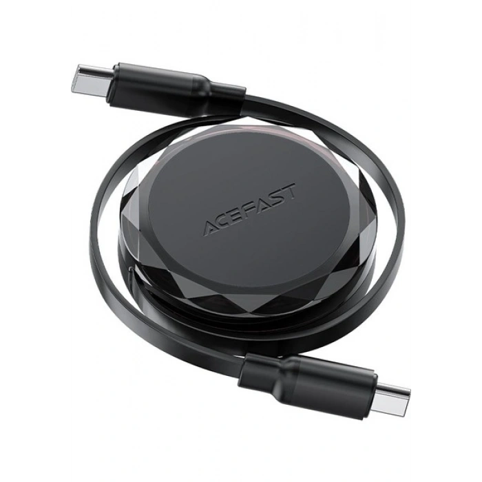 Acefast USB-C to USB-C Makaralı Kablo 60W Güç 0.8 Metre PPS 2.0 - Super Hızlı Şarj - Apple Uyumlu Type-C Şarj Data Kablosu - C13-03 (Acefast Türkiye Garantili)