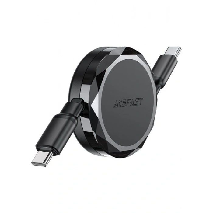 Acefast USB-C to USB-C Makaralı Kablo 60W Güç 0.8 Metre PPS 2.0 - Super Hızlı Şarj - Apple Uyumlu Type-C Şarj Data Kablosu - C13-03 (Acefast Türkiye Garantili)