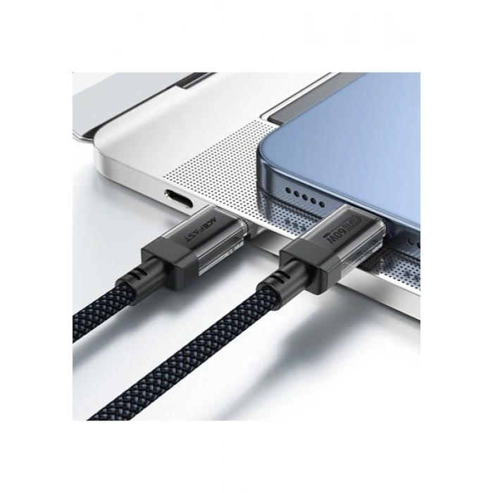 Acefast USB-C to USB-C PD60W Güç 1.2 Metre Kablo PPS 2.0 - Super Hızlı Şarj - Apple Uyumlu Type-C Şarj Data Kablosu - C12-03 (Acefast Türkiye Garantili)