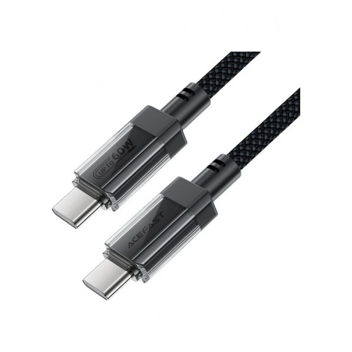 Acefast USB-C to USB-C PD60W Güç 1.2 Metre Kablo PPS 2.0 - Super Hızlı Şarj - Apple Uyumlu Type-C Şarj Data Kablosu - C12-03 (Acefast Türkiye Garantili)