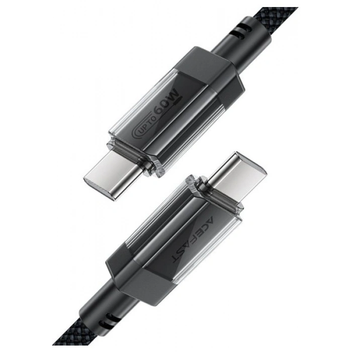 Acefast USB-C to USB-C PD60W Güç 1.2 Metre Kablo PPS 2.0 - Super Hızlı Şarj - Apple Uyumlu Type-C Şarj Data Kablosu - C12-03 (Acefast Türkiye Garantili)