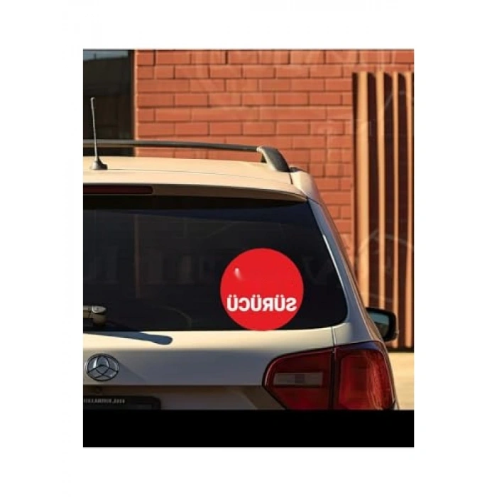Acemi Sürücü Yazılı Kırmızı Sticker, 15x15 cm
