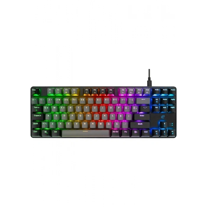 Acer eMachines EAK87 Gri/Siyah USB RGB Backlight RED SWITCH Mekanik Q 87 Tuşlu TKL Gaming Klavye